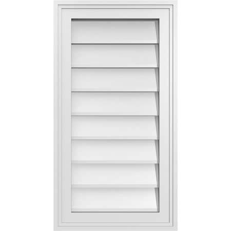 Ekena Millwork Vertical Surface Mount PVC Gable Vnt: Non-Functional, w/2"W x 1-1/2"H, Brickmould Frame, 14"W x 26"H GVPVE14X2602SN